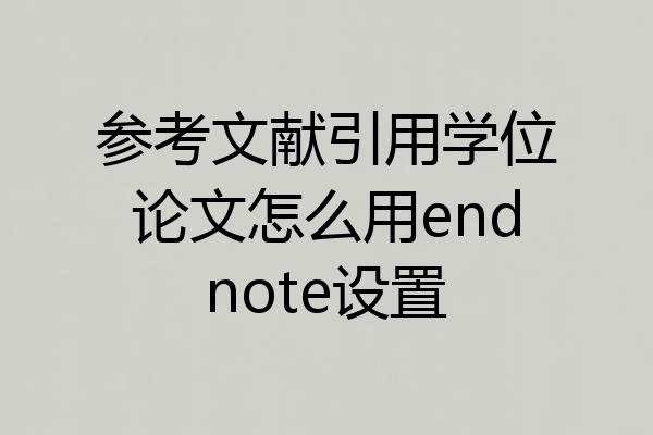 参考文献引用学位论文怎么用endnote设置