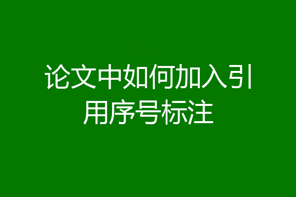 论文中如何加入引用序号标注