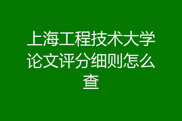上海工程技术大学论文评分细则怎么查