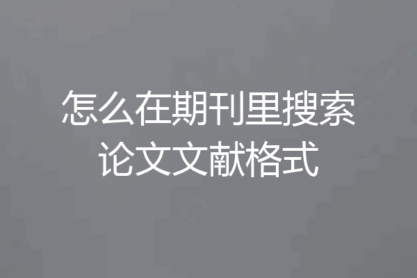怎么在期刊里搜索论文文献格式