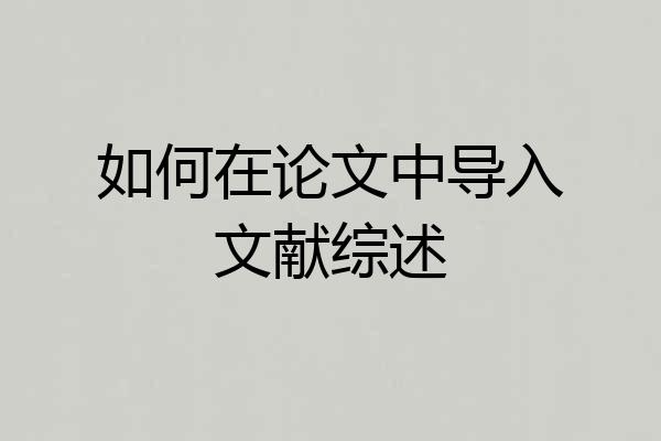如何在论文中导入文献综述