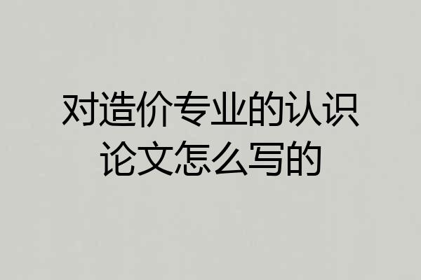 对造价专业的认识论文怎么写的