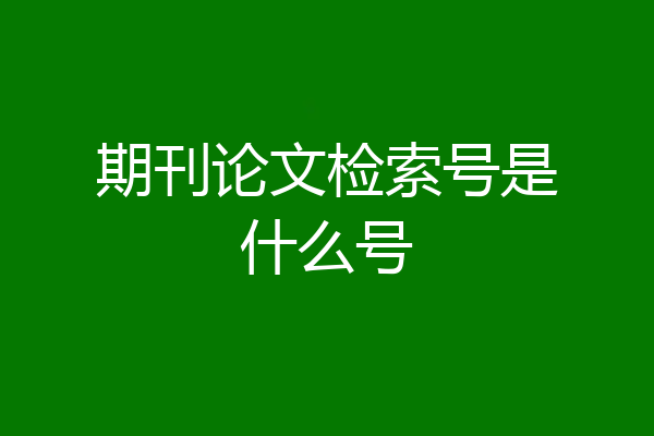 期刊论文检索号是什么号