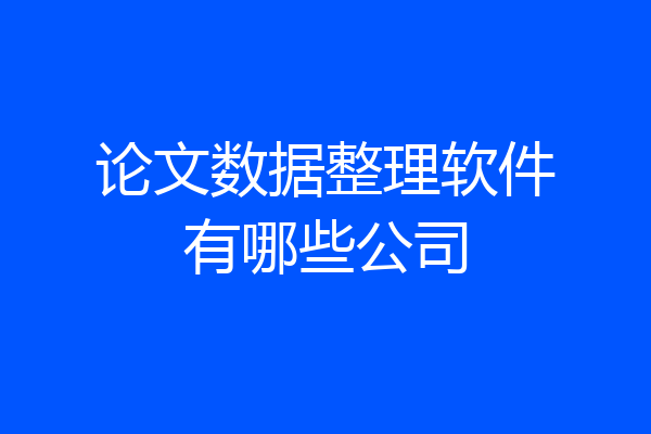 论文数据整理软件有哪些公司