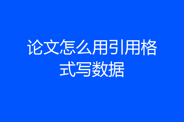 论文怎么用引用格式写数据