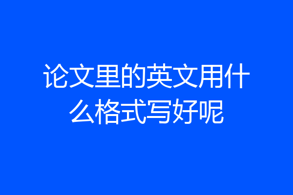 论文里的英文用什么格式写好呢