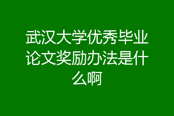 武汉大学优秀毕业论文奖励办法是什么啊