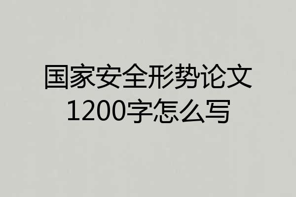 国家安全形势论文1200字怎么写