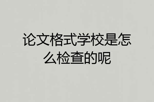 论文格式学校是怎么检查的呢