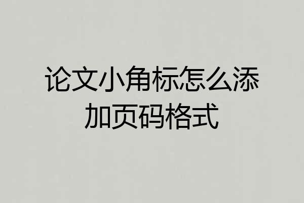 论文小角标怎么添加页码格式