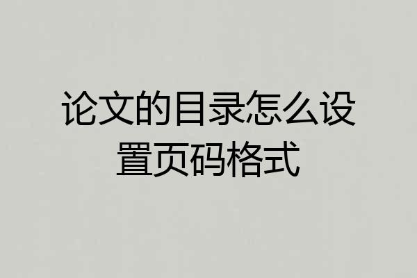 论文的目录怎么设置页码格式