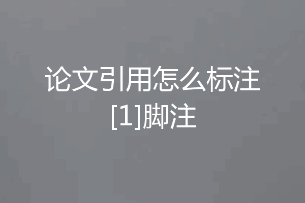 论文引用怎么标注[1]脚注