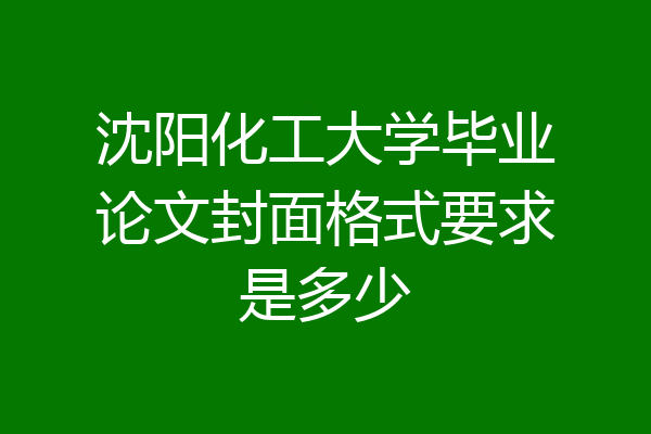 沈阳化工大学毕业论文封面格式要求是多少