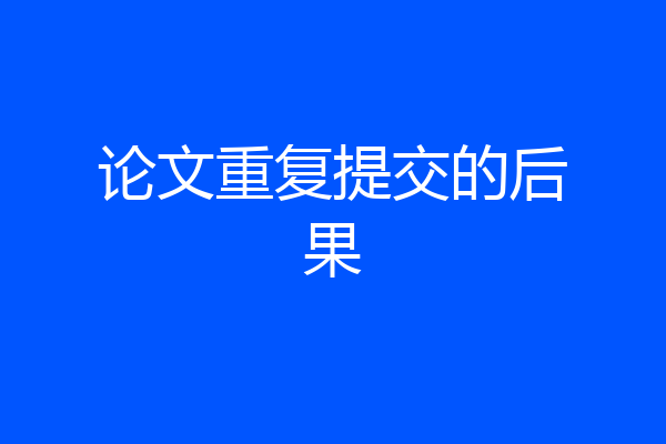 论文重复提交的后果