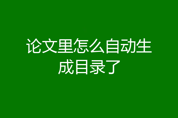 论文里怎么自动生成目录了