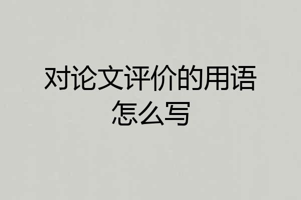对论文评价的用语怎么写