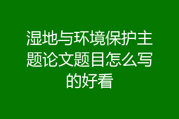 湿地与环境保护主题论文题目怎么写的好看
