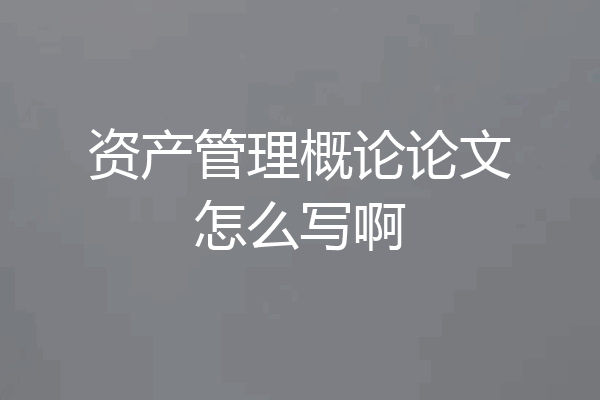 资产管理概论论文怎么写啊