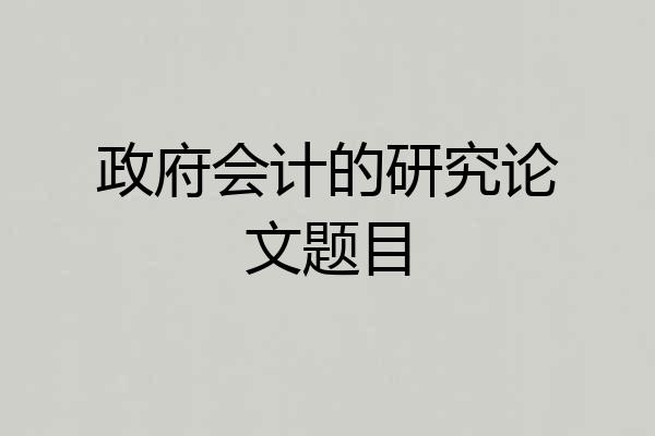 政府会计的研究论文题目