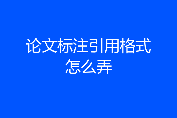 论文标注引用格式怎么弄