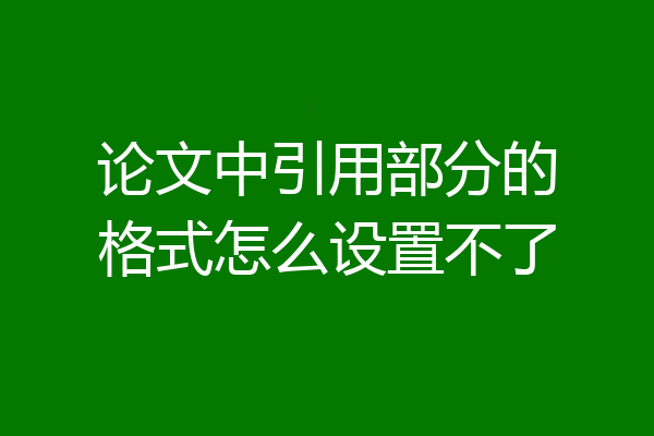 论文中引用部分的格式怎么设置不了