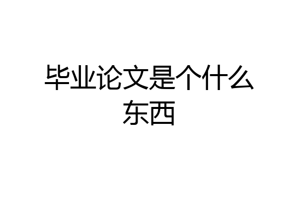 毕业论文是个什么东西
