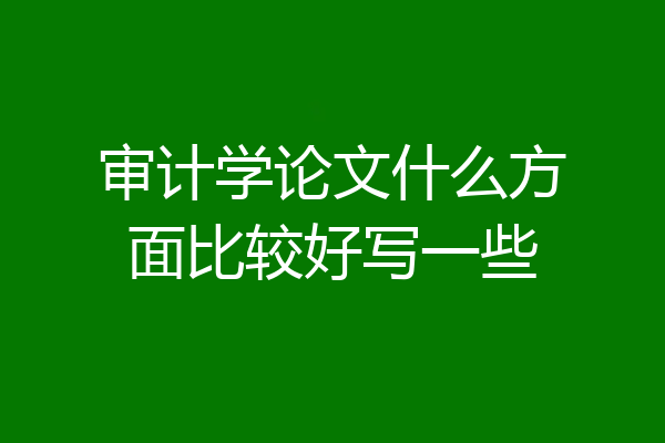 审计学论文什么方面比较好写一些