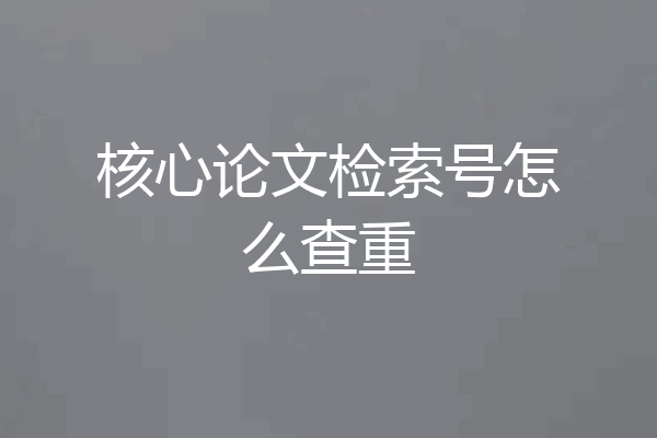 核心论文检索号怎么查重