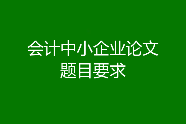 会计中小企业论文题目要求