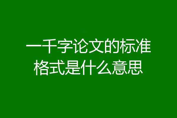 一千字论文的标准格式是什么意思