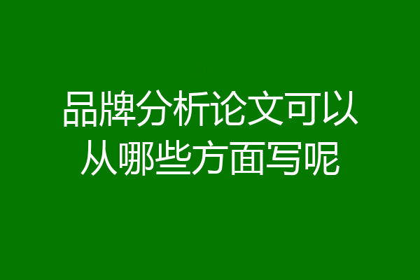 品牌分析论文可以从哪些方面写呢