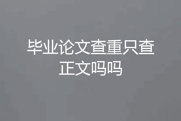 毕业论文查重只查正文吗吗