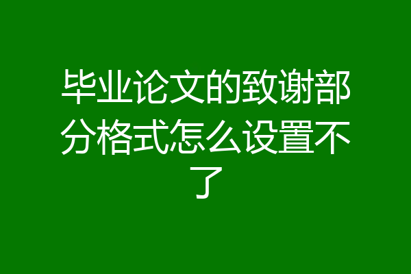毕业论文的致谢部分格式怎么设置不了