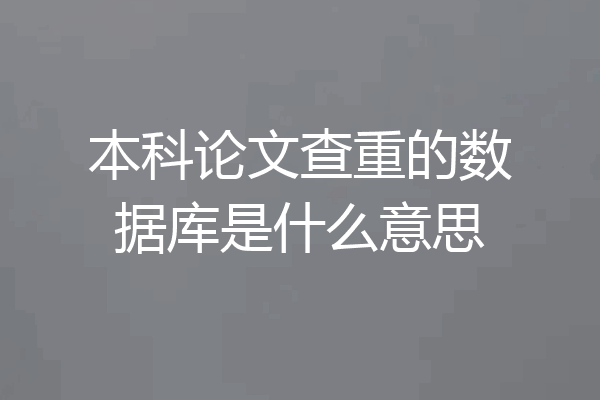 本科论文查重的数据库是什么意思
