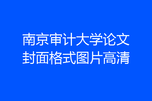 南京审计大学论文封面格式图片高清