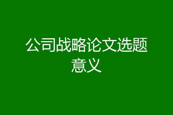 公司战略论文选题意义