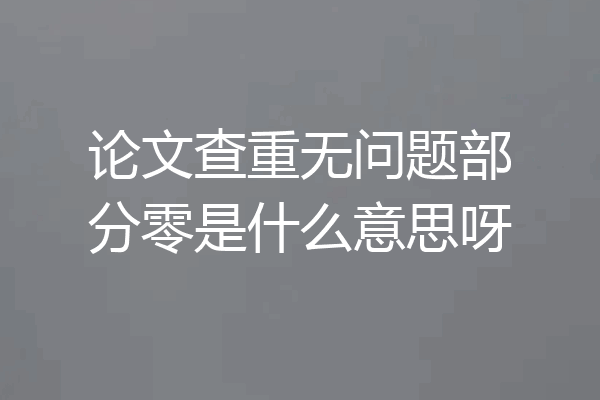 论文查重无问题部分零是什么意思呀