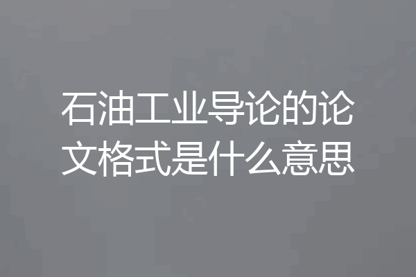 石油工业导论的论文格式是什么意思