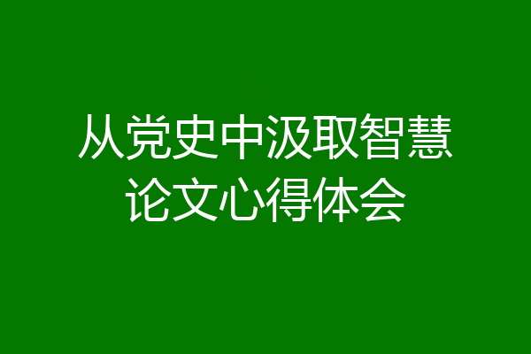 从党史中汲取智慧论文心得体会