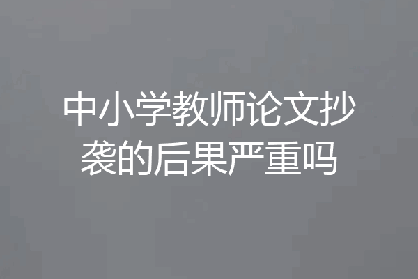中小学教师论文抄袭的后果严重吗