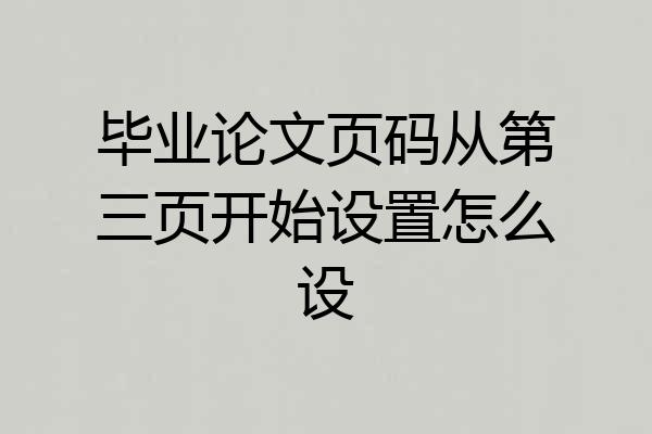 毕业论文页码从第三页开始设置怎么设