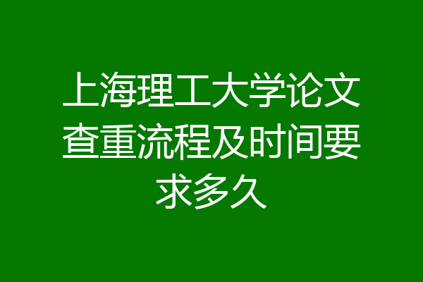 上海理工大学论文查重流程及时间要求多久
