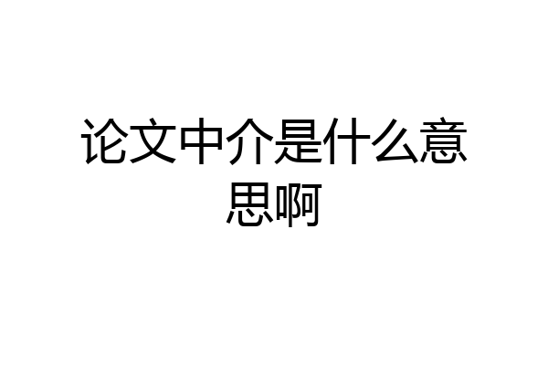 论文中介是什么意思啊