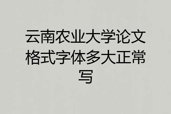 云南农业大学论文格式字体多大正常写