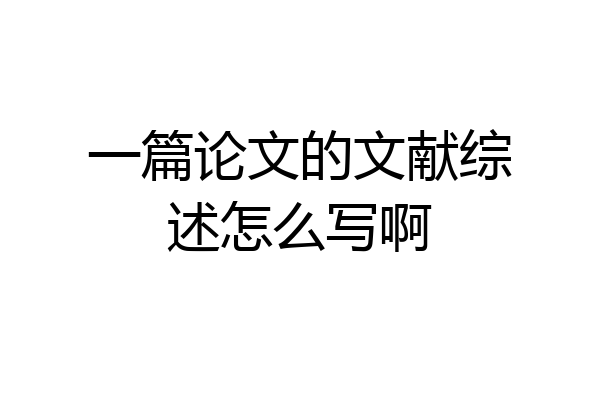 一篇论文的文献综述怎么写啊