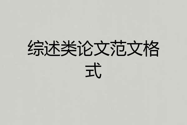 综述类论文范文格式