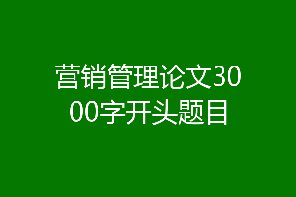 营销管理论文3000字开头题目