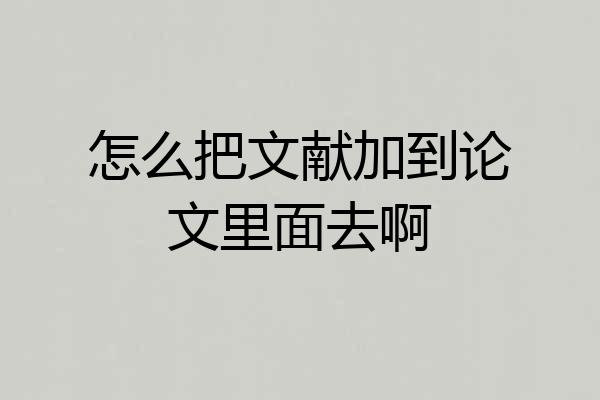 怎么把文献加到论文里面去啊