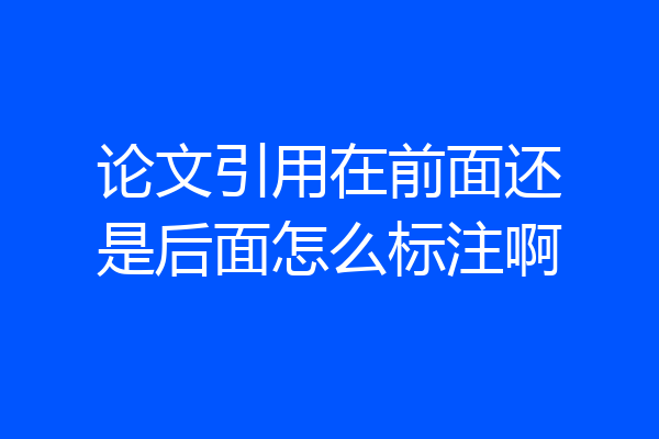 论文引用在前面还是后面怎么标注啊