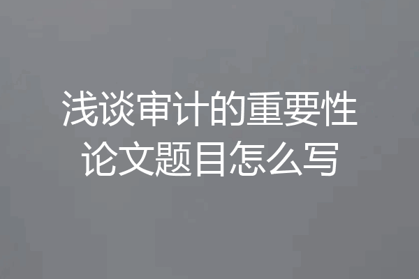 浅谈审计的重要性论文题目怎么写